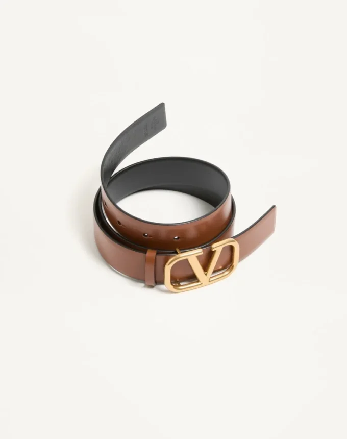 Ceinture réversible Vlogo Signature en cuir de veau brillant 30 mm
