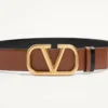 Ceinture réversible Vlogo Signature en cuir de veau brillant 40 mm