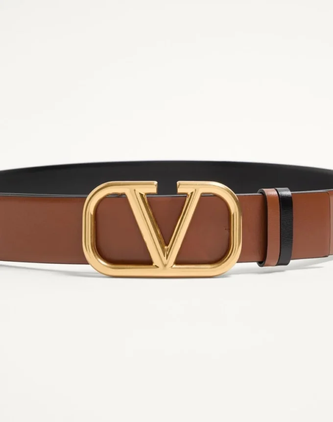 Ceinture réversible Vlogo Signature en cuir de veau brillant 40 mm