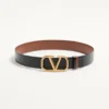 Ceinture réversible Vlogo Signature en cuir de veau brillant 40 mm