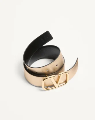 Ceinture réversible Vlogo Signature en cuir de veau métallisé et brillant 30 mm Ceinture réversible Vlogo Signature en cuir de veau métallisé et brillant 30 mm