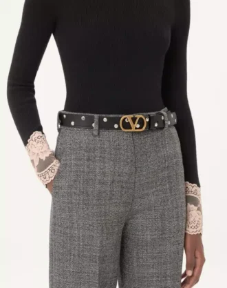 Ceinture VLogo Signature en cuir de veau brillant 30 mm