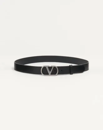 Ceinture Vlogo Signature en cuir de veau brillant 30 mm