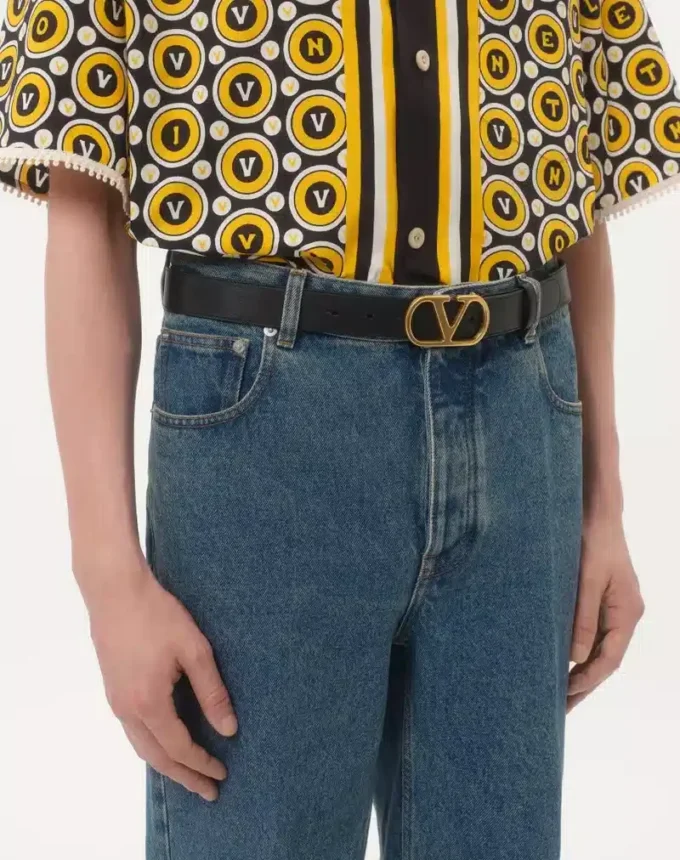 Ceinture Vlogo Signature en cuir de veau brillant 30 mm Ceinture Vlogo Signature en cuir de veau brillant 30 mm