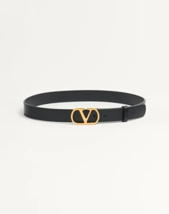 Ceinture Vlogo Signature en cuir de veau brillant 30 mm
