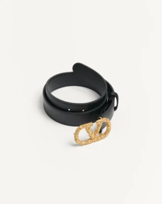 Ceinture Vlogo Signature en cuir de veau brillant avec cristaux 30 mm