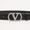 Ceinture VLogo Signature en cuir de veau brillant avec cristaux 30 mm Ceinture VLogo Signature en cuir de veau brillant avec cristaux 30 mm