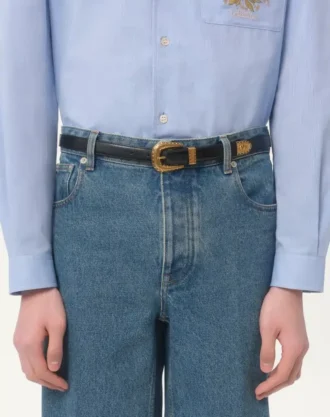 Ceinture Vlogo Signature en cuir de veau brossé 20 mm