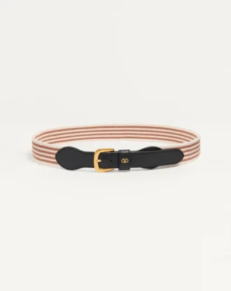 Ceinture Vlogo Signature en ruban et cuir de veau 35 mm Ceinture Vlogo Signature en ruban et cuir de veau 35 mm