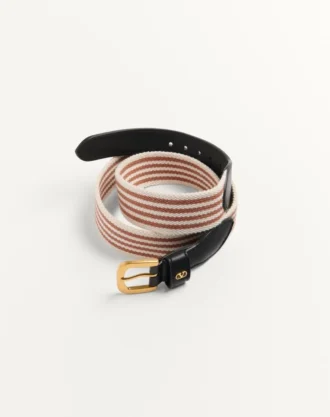 Ceinture Vlogo Signature en ruban et cuir de veau 35 mm Ceinture Vlogo Signature en ruban et cuir de veau 35 mm