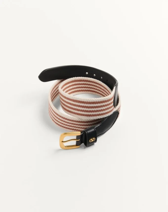 Ceinture Vlogo Signature en ruban et cuir de veau 35 mm Ceinture Vlogo Signature en ruban et cuir de veau 35 mm