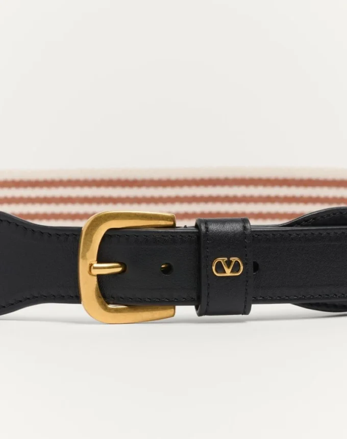 Ceinture Vlogo Signature en ruban et cuir de veau 35 mm Ceinture Vlogo Signature en ruban et cuir de veau 35 mm