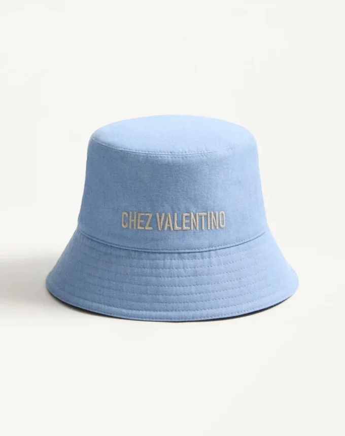 Chapeau bob en denim brodé Chez Valentino