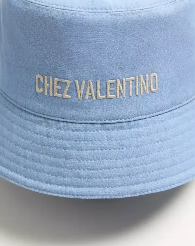 Chapeau bob en denim brodé Chez Valentino