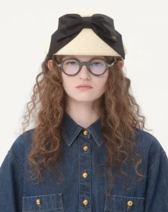 Chapeau bob Vlogo Signature en panama avec nœud en satin