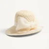 Chapeau Vlogo Signature en panama perforé avec nœud en organza Chapeau Vlogo Signature en panama perforé avec nœud en organza