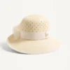 Chapeau Vlogo Signature en panama perforé avec nœud en organza Chapeau Vlogo Signature en panama perforé avec nœud en organza