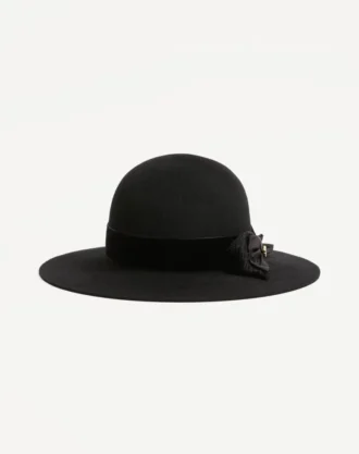 Chapeau Vlogo Signature en tissu lapin et velours avec nœud en taffetas