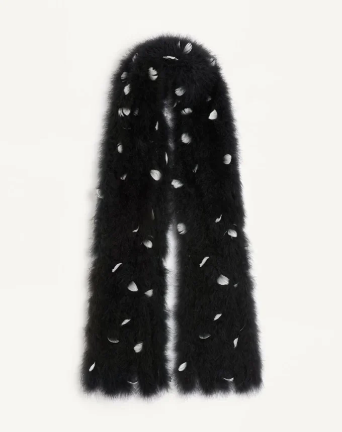Écharpe Valentino avec plumes de dinde et d&rsquo;oie