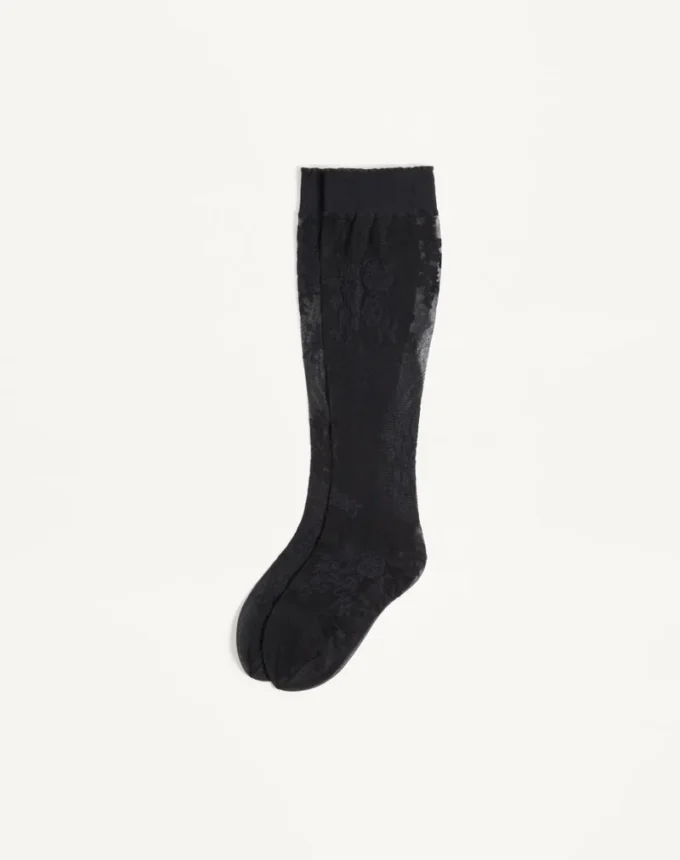 Chaussettes hautes en lycra à motif floral Chaussettes hautes en lycra à motif floral