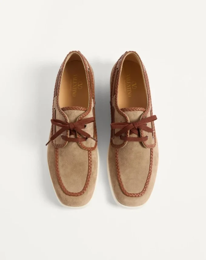 Chaussures bateau en cuir croûte et nappa Palm Avenue
