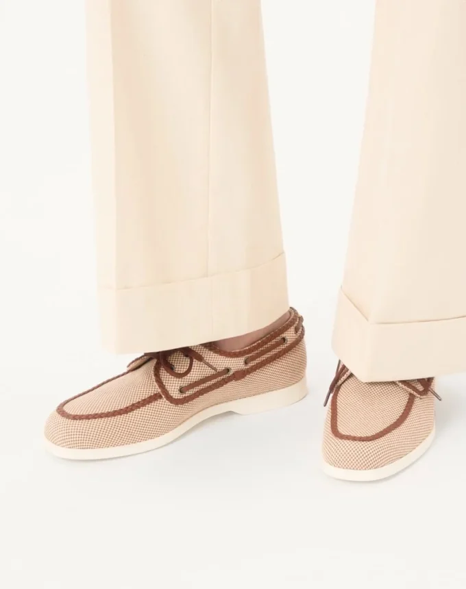 Chaussures bateau en toile et cuir nappa Palm Avenue
