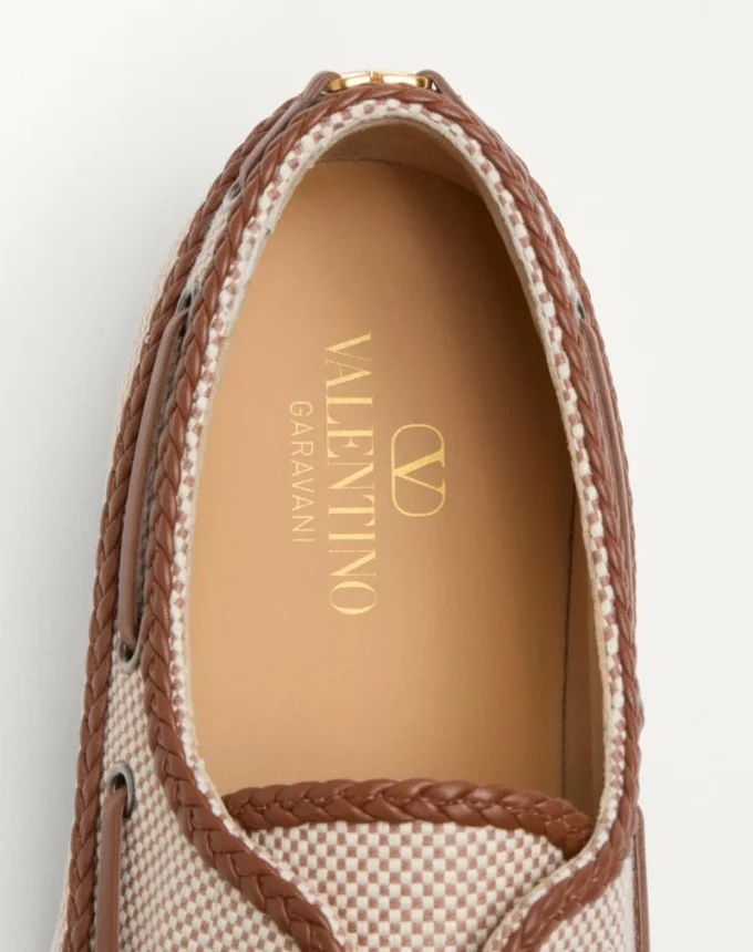 Chaussures bateau en toile et cuir nappa Palm Avenue