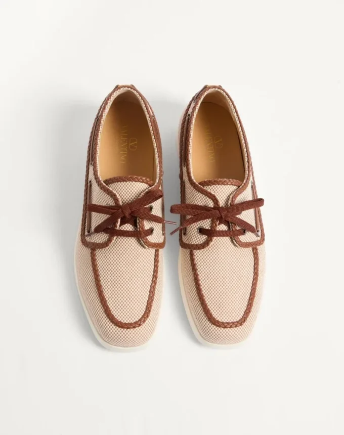 Chaussures bateau en toile et cuir nappa Palm Avenue