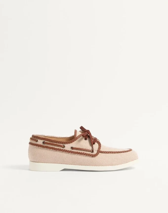 Chaussures bateau en toile et cuir nappa Palm Avenue