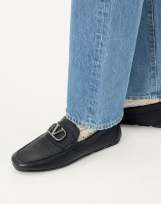 Chaussures de conduite en cuir de veau grainé Vlogo Signature