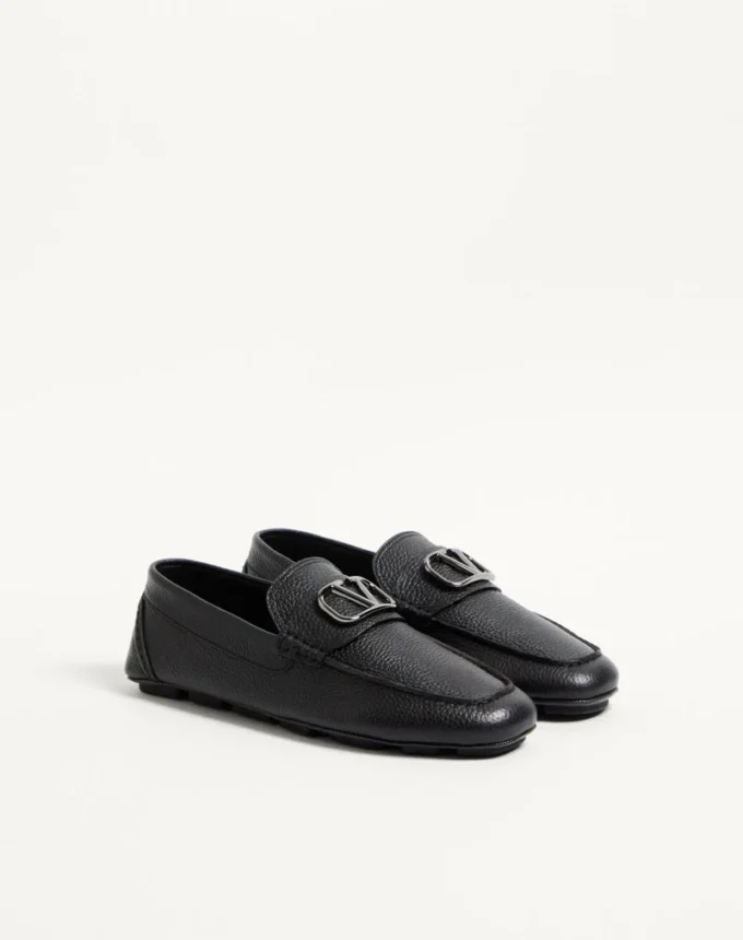 Chaussures de conduite en cuir de veau grainé Vlogo Signature