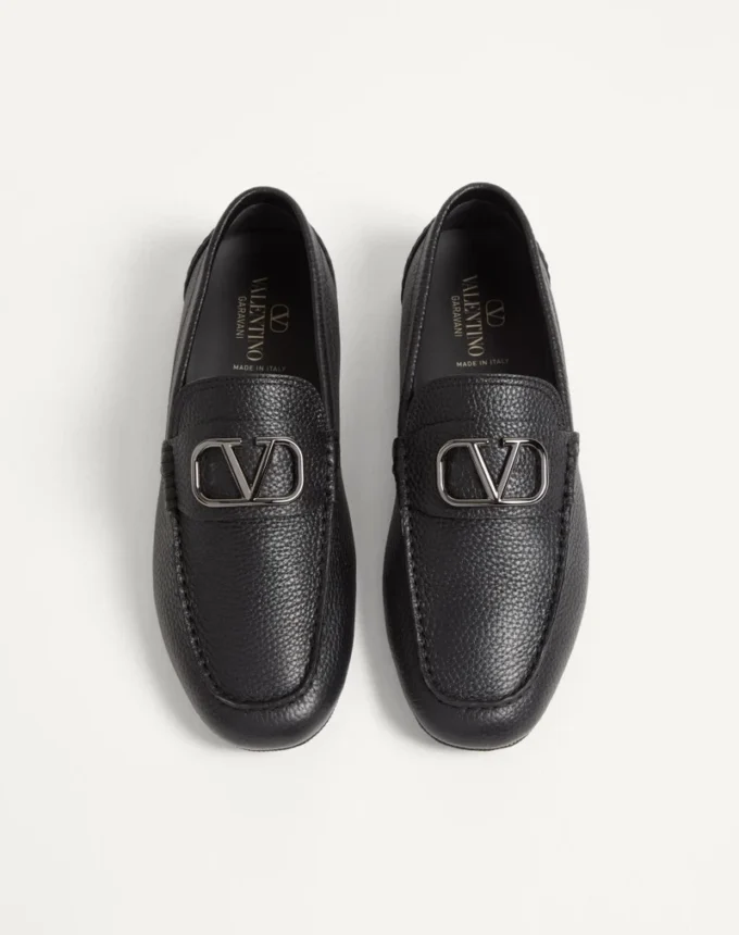 Chaussures de conduite en cuir de veau grainé Vlogo Signature