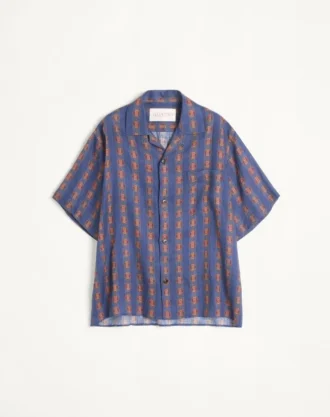 Chemise de bowling en lin avec imprimé Voyage Imaginaire