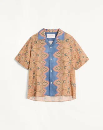 Chemise de bowling en lin avec imprimé Voyage Imaginaire