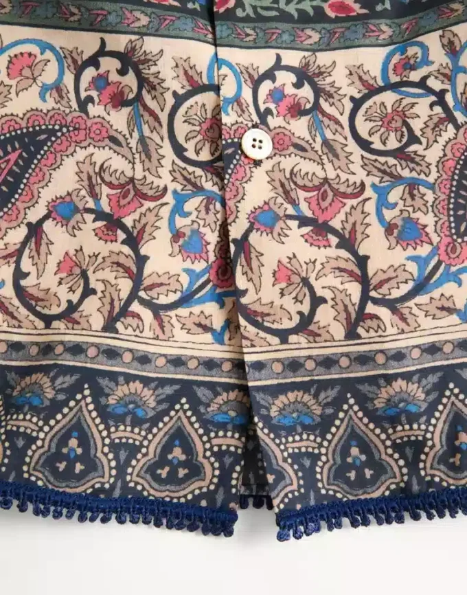 Chemise de bowling en mousseline de coton avec imprimé Voyage Imaginaire et passementerie Chemise de bowling en mousseline de coton avec imprimé Voyage Imaginaire et passementerie