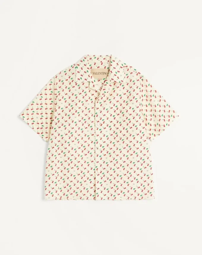 Chemise de bowling en popeline de coton avec imprimé Cherryfic Chemise de bowling en popeline de coton avec imprimé Cherryfic