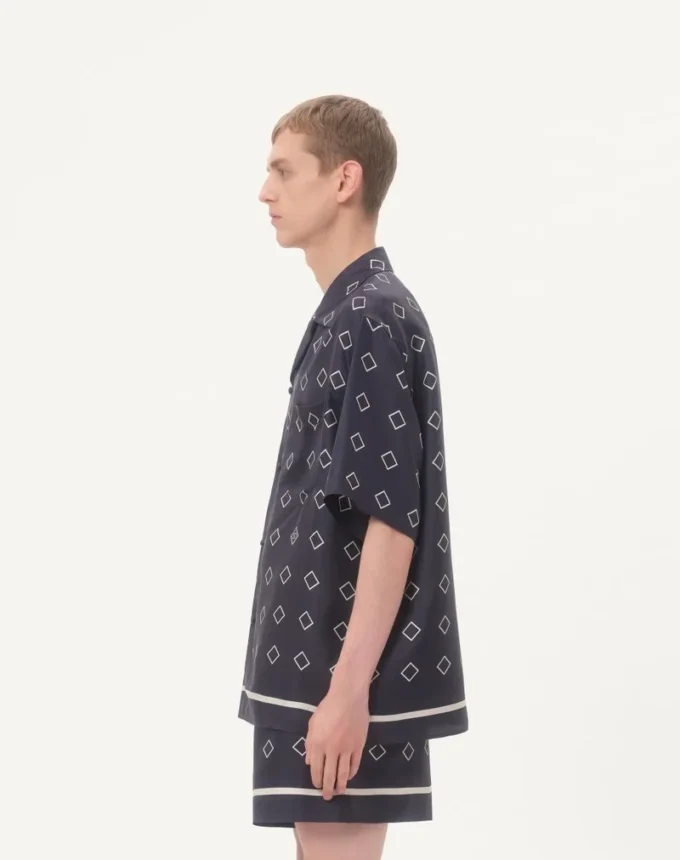 Chemise de bowling en twill de soie avec imprimé Opticool Chemise de bowling en twill de soie avec imprimé Opticool