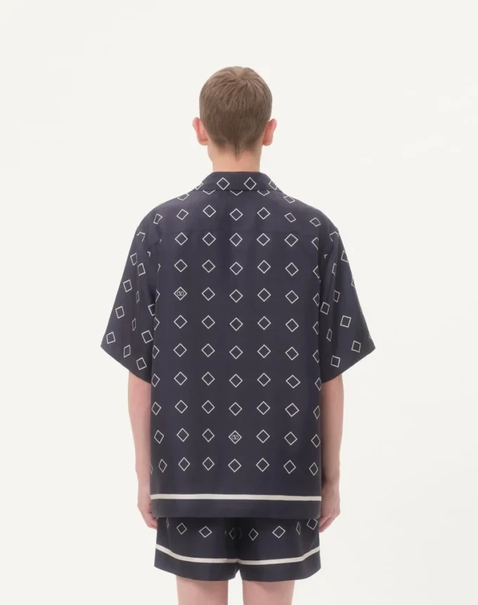 Chemise de bowling en twill de soie avec imprimé Opticool Chemise de bowling en twill de soie avec imprimé Opticool
