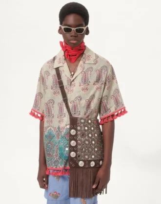 Chemise de bowling légère en lin avec imprimé Voyage Imaginaire