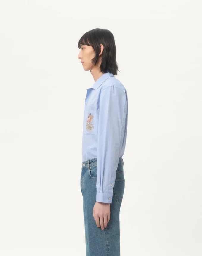 Chemise en coton Oxford avec broderies florales Chemise en coton Oxford avec broderies florales