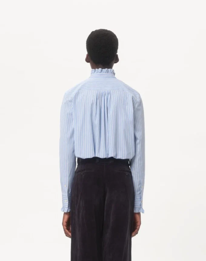 Chemise en coton rayée à volants Chemise en coton rayée à volants