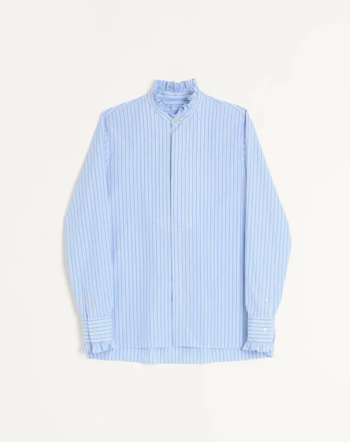 Chemise en coton rayée à volants Chemise en coton rayée à volants
