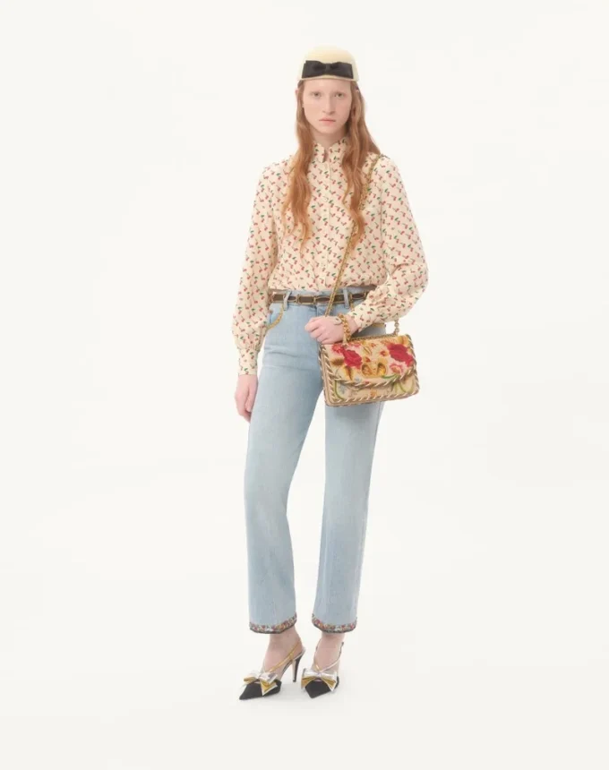Chemise en crêpe de Chine avec imprimé Cherryfic Chemise en crêpe de Chine avec imprimé Cherryfic