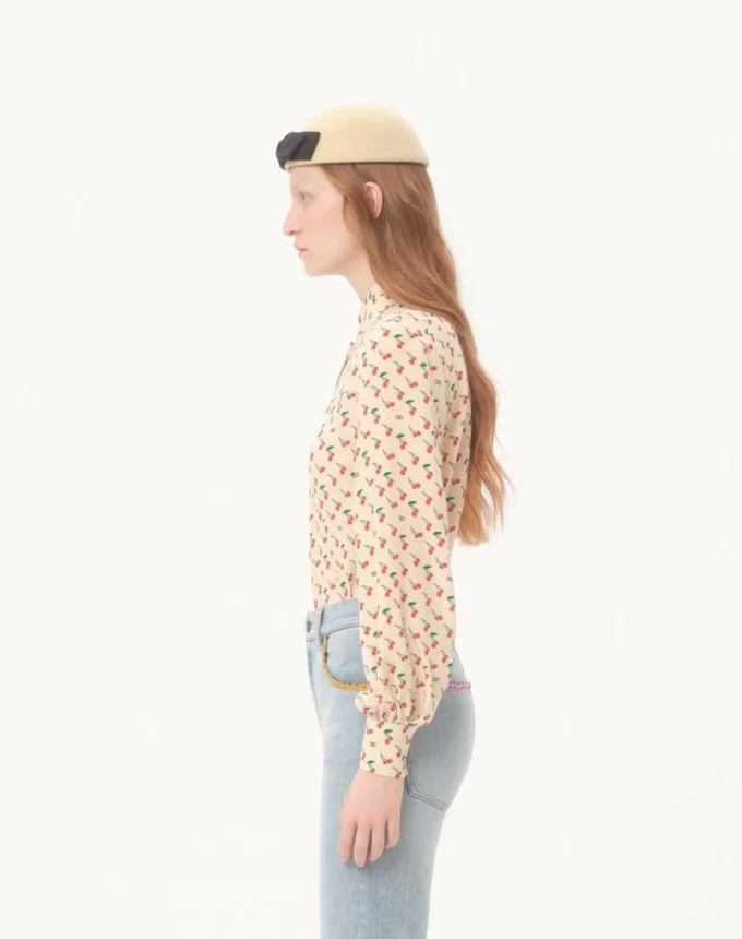 Chemise en crêpe de Chine avec imprimé Cherryfic Chemise en crêpe de Chine avec imprimé Cherryfic