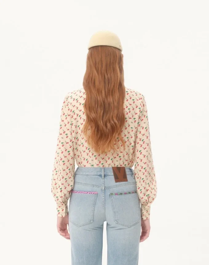 Chemise en crêpe de Chine avec imprimé Cherryfic Chemise en crêpe de Chine avec imprimé Cherryfic