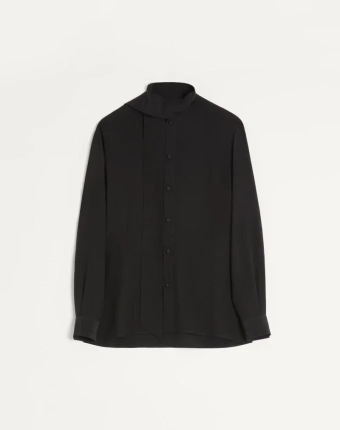 Chemise en crêpe de Chine de soie à col foulard Valentino Chemise en crêpe de Chine de soie à col foulard Valentino