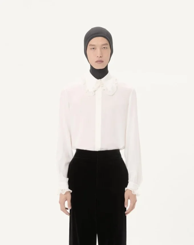 Chemise en crêpe de Chine de soie à volants Valentino Chemise en crêpe de Chine de soie à volants Valentino
