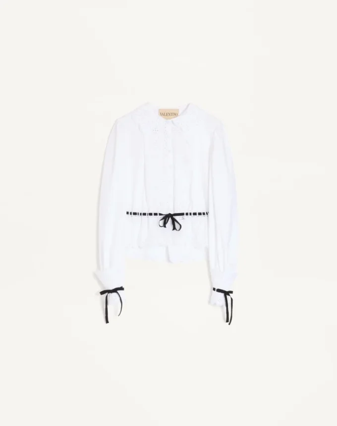 Chemise en popeline de coton brodée Chemise en popeline de coton brodée