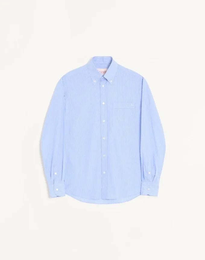 Chemise en popeline de coton Valentino avec broderie VLogo Chemise en popeline de coton Valentino avec broderie VLogo