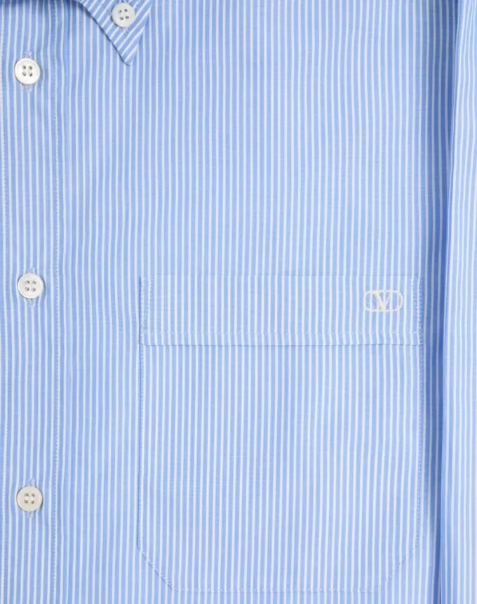Chemise en popeline de coton Valentino avec broderie VLogo Chemise en popeline de coton Valentino avec broderie VLogo